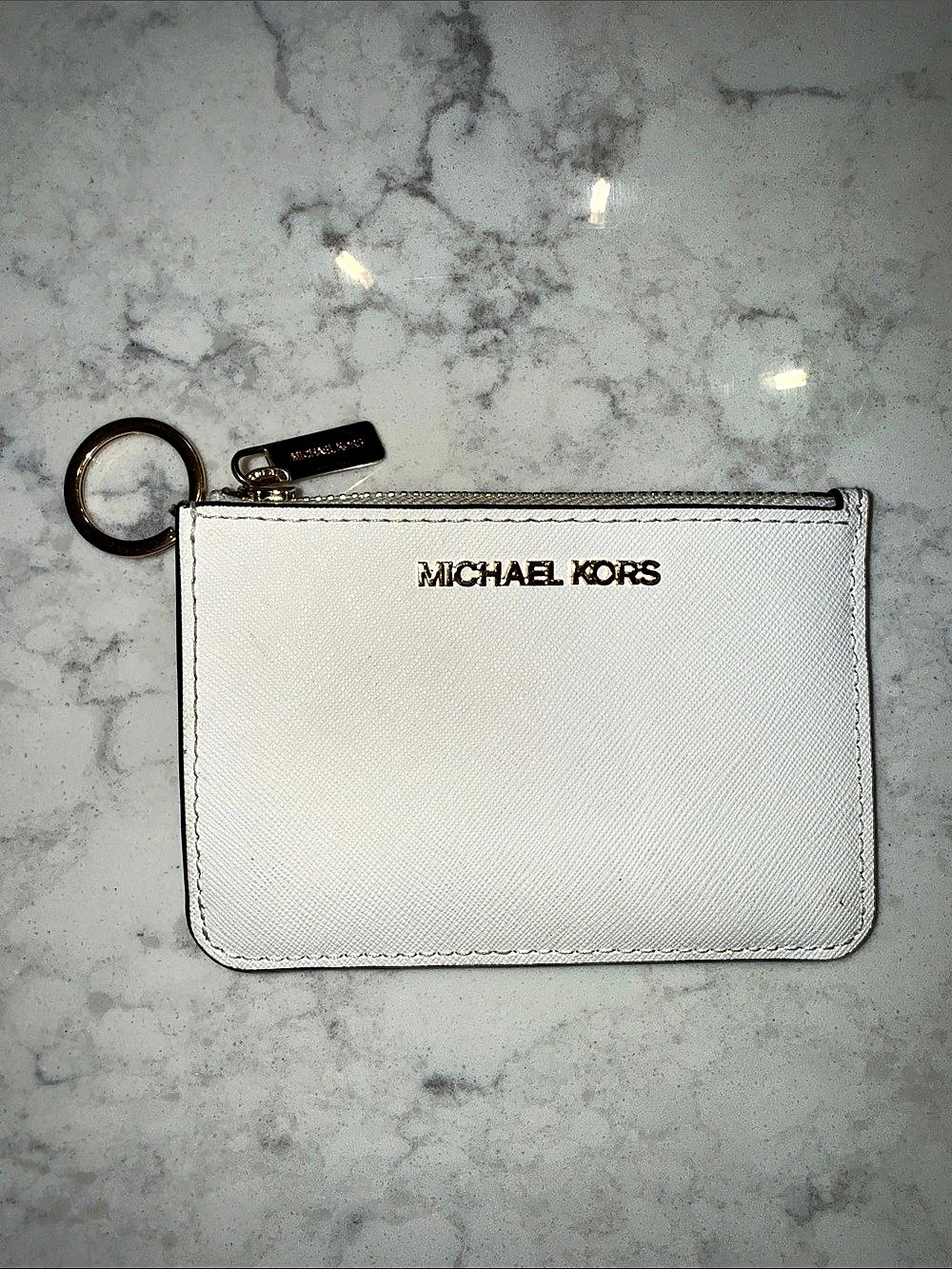 Michael Kors Jet Set Travel Small Saffiano Leather Coin Pouch - White
